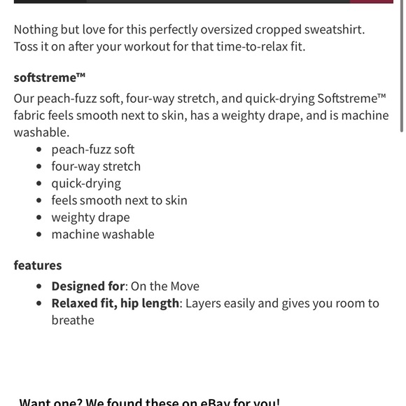 Lululemon perfectly oversized cropped crew Softstreme black sz 2 - Picture 3 of 6